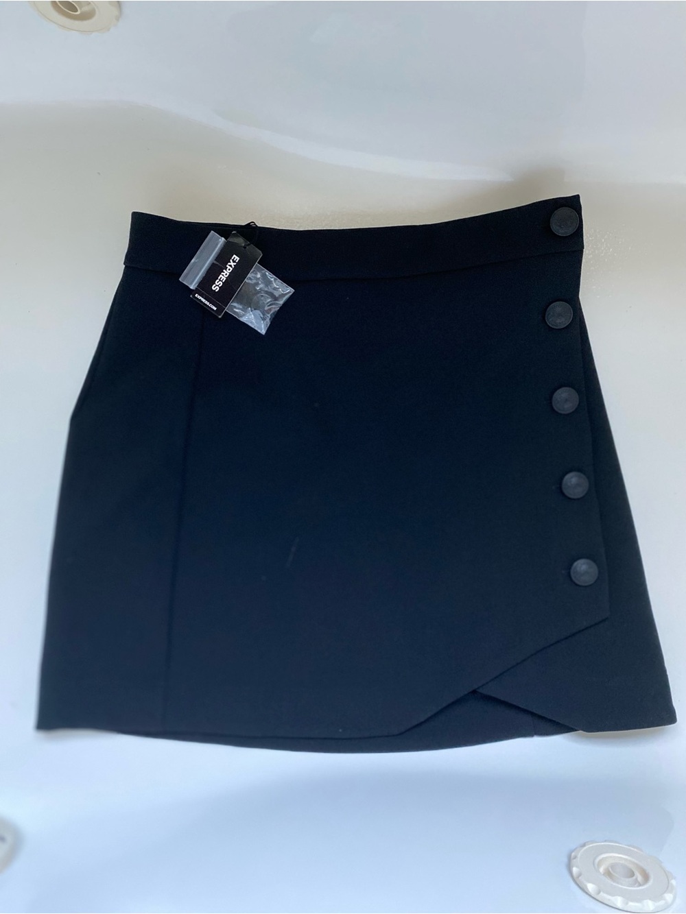 Express Black Skirt with Side Buttons (Size 8)